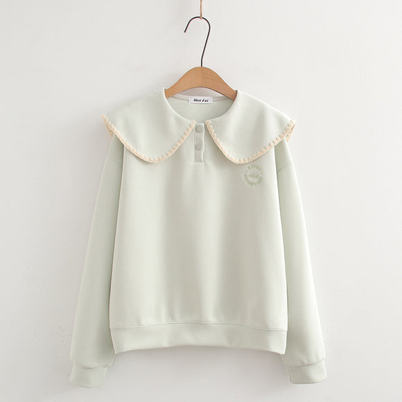 Blusa Estilo Universitario Cuello Occidental Suelta y Versátil