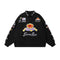 Chaqueta Deportiva Suelta Sin Cuello con Cierre - Estilo Béisbol Negro
