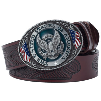 Cinturón de Cuero Genuino para Hombre con Hebilla Águila - Estilo Casual y Moderno - Image 3