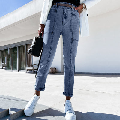 Jeans Azules Talle Alto Mujer Otoño - Corte Slim Cintura Elevada - Image 11