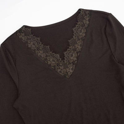 Blusa Elegante de Encaje con Escote en V y Mangas Largas para Otoño e Invierno - Image 20