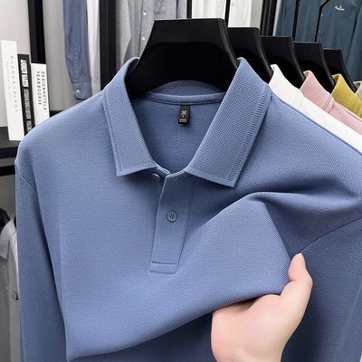 Polo de Algodón Mercerizado Manga Larga para Hombre - Ropa Casual Primavera Otoño - Image 14