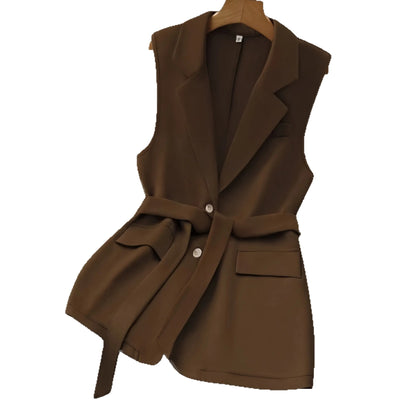 Chaleco Blazer Suelto Liso con Lazos Ajustables para Mujer - Image 5