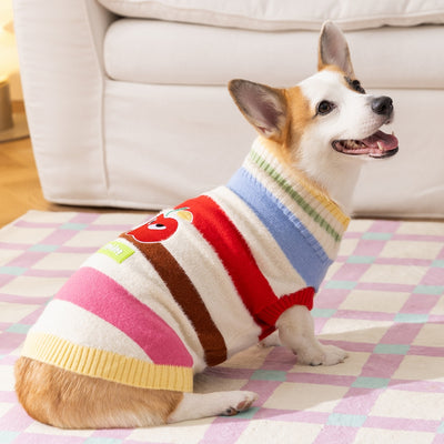 Suéter Cálido para Perro Mediano - Diseño Arcoíris con Rayas de Manzana para Otoño e Invierno - Image 11
