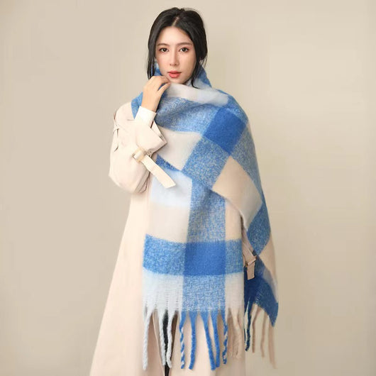 Bufanda Mohair Cálida de Cuadros Versátil - Estilo Europeo - Image 16