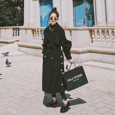 Abrigo de Lana Hepburn Negro - Diseño Estilizador para Mujer - Image 8