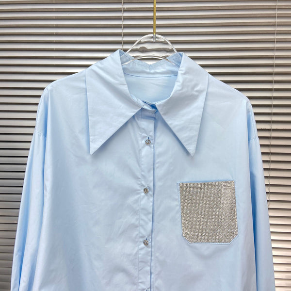 Blusa Azul para Mujer con Puños Reforzados - Casual y Profesional