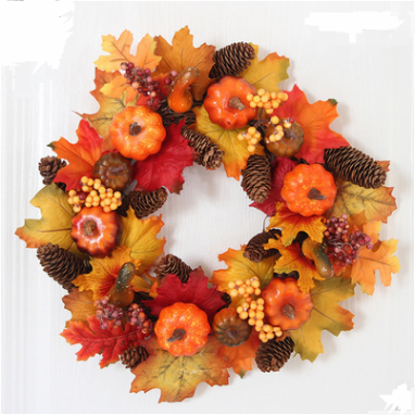 Corona de Cosecha Otoñal con Calabaza y Bayas - Decoración Colgante para Puerta Acción de Gracias - Image 7