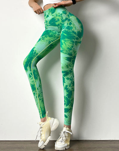 Pantalones de Yoga Tie-Dye sin Costuras Cintura Alta Melocotón - Image 7