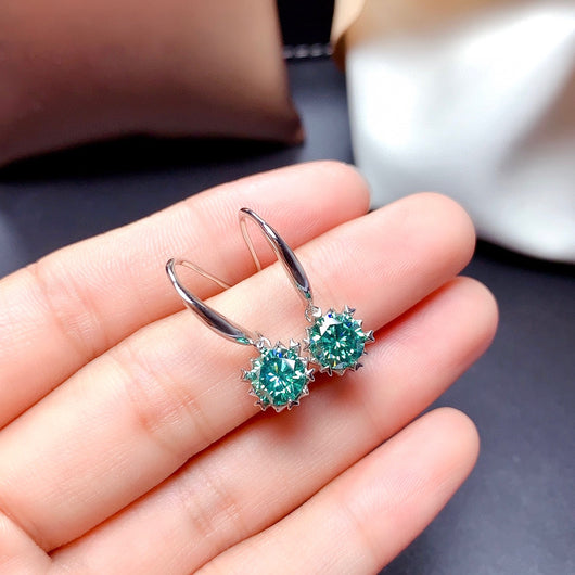 Aretes de Diamante Moissanita Azul Verde - Cristales de Pureza Impecable - Image 10