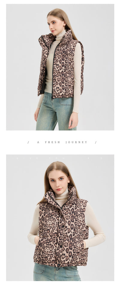 Chaleco de Algodón Estampado Leopardo con Cuello Mao - Image 11