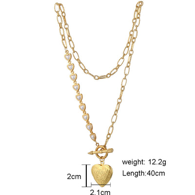 Collar Clavícula Corazón en Acero Titanio con Perla - Image 10