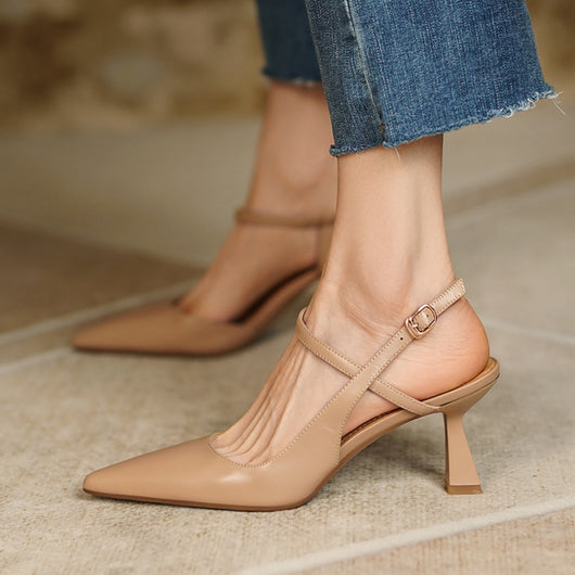 Sandalias Stiletto Punta Aguda con Hebilla de Cuero para Mujer - Image 23