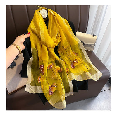 Bufanda de Seda Bordada Estilo Chino con Flores de Perla - Chal Cálido para Mujer - Image 40