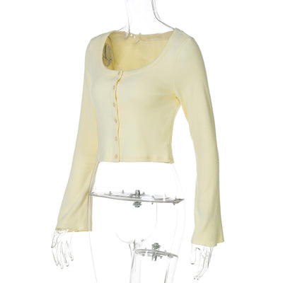 Cardigan Corto Casual de Botones - Blusa Manga Larga Versátil - Image 17
