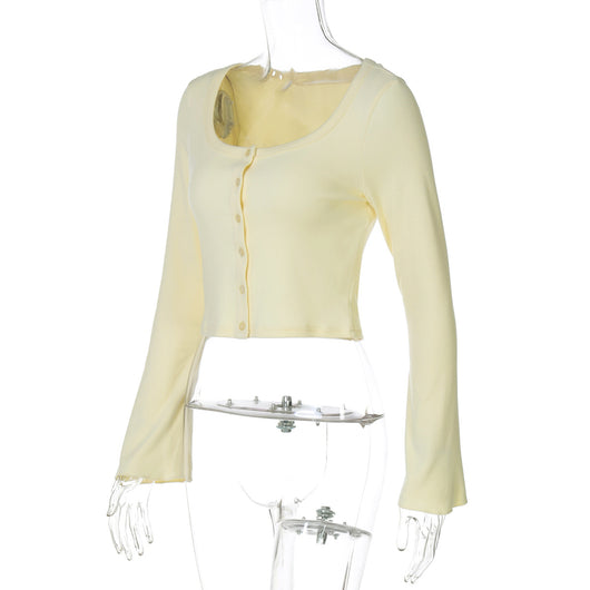 Cardigan Corto Casual de Botones - Blusa Manga Larga Versátil - Image 17