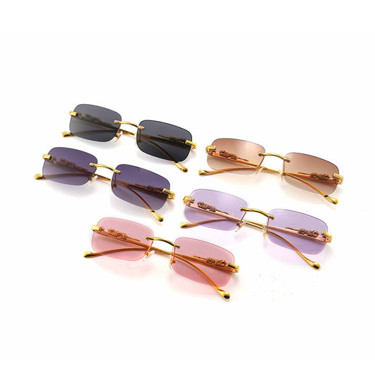 Gafas de Sol Cuadradas Retro Leopardo - Diseño Frameless Unisex
