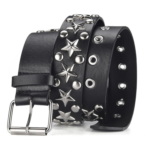 Cinturón Ancho con Ojetes Estrella - Diseño de Moda