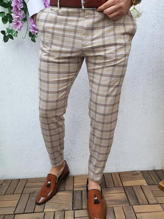 Pantalones de Vestir Casual con Estampado Cuadros Otoño para Hombre - Image 3