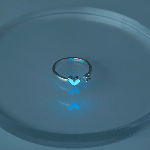 Anillo Ajustable Corazón Abierto Luminiscente