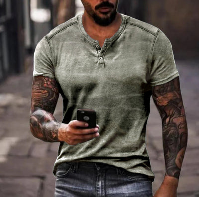 Conjunto de Camiseta Geométrica 3D con Cremallera y Solapa para Hombre - Verano - Image 4