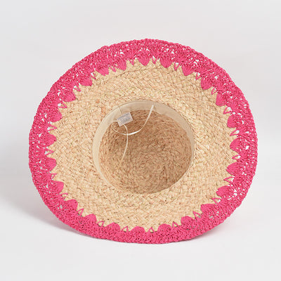 Sombrero de Rafia con Ala Ancha y Protección Solar con Ajuste de Color - Image 9