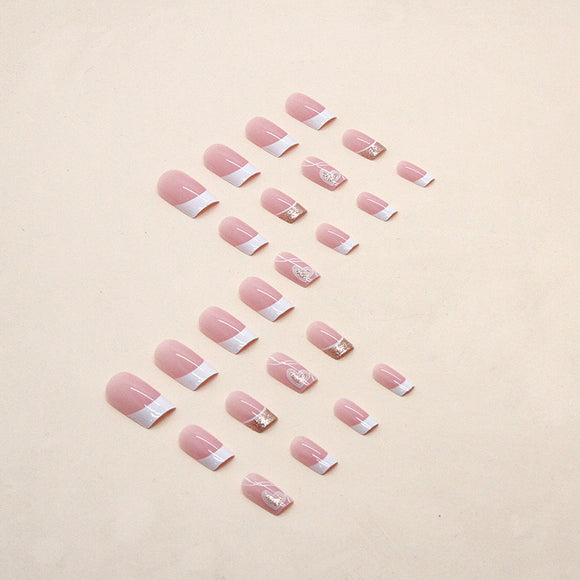 Uñas Postizas Amor Simple - Diseño Dulce y Elegante