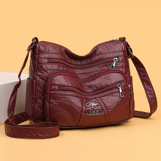 Bolso de Cuero Retro Auténtico para Mujer con Gran Capacidad