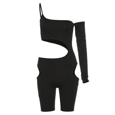 Shorts Ajustado Elegante con Cuello Halter Calado