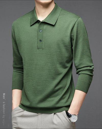 Polo de Lana Fina Merino para Hombre - Camisa de Manga Larga Elegante - Image 30
