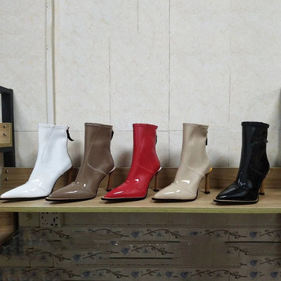 Botines de Charol Punta Aguda Tacón Stiletto para Mujer - Image 13