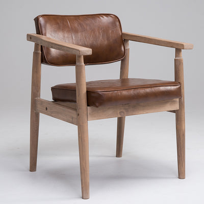 Silla Retro de Madera Maciza con Respaldo y Reposabrazos para Café - Image 7
