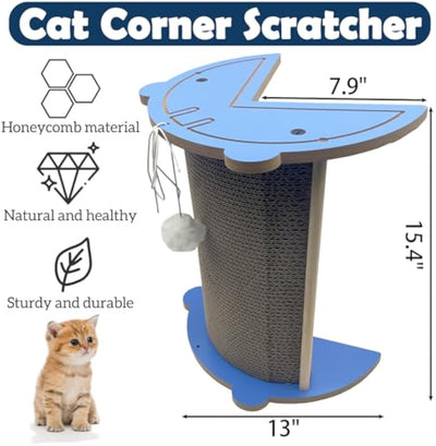 Rascador de Esquina para Gatos - Tabla Cardboard Vertical con Pelota Colgante - Image 6