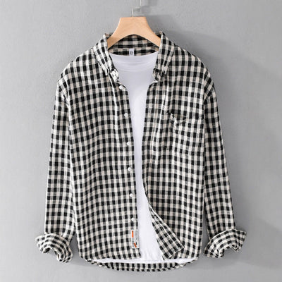 Camisa Cuadros Japonesa Manga Larga para Hombre - Estilo Casual y Versátil