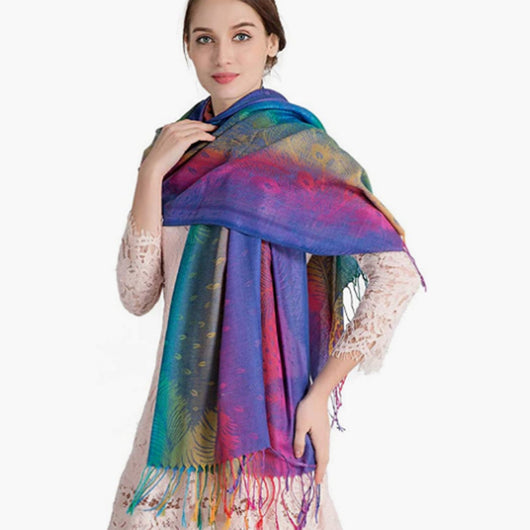 Rebozo Étnico Degradado con Bordado Colorido y Borlas de Cachemira - Image 21