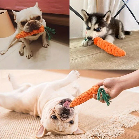 Juguete Masticable para Perros Pequeños con Cuerda de Algodón y Zanahoria - Limpiador de Dientes Interactivo - Image 12