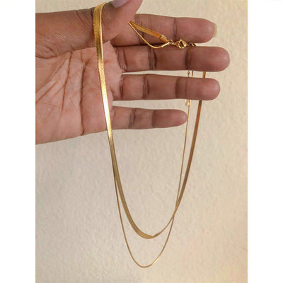 Collar Cadena Serpiente Doble y Triple Capa, Plano y Delgado - Resistente al Desvanecimiento - Image 16