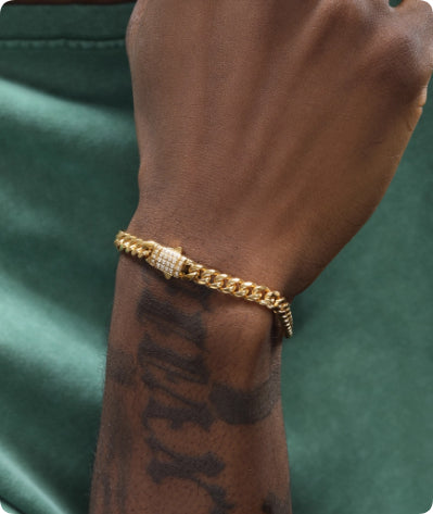 Pulsera Cubana de Titanio Acero Dorado 8mm para Hombre Hip Hop - Image 11