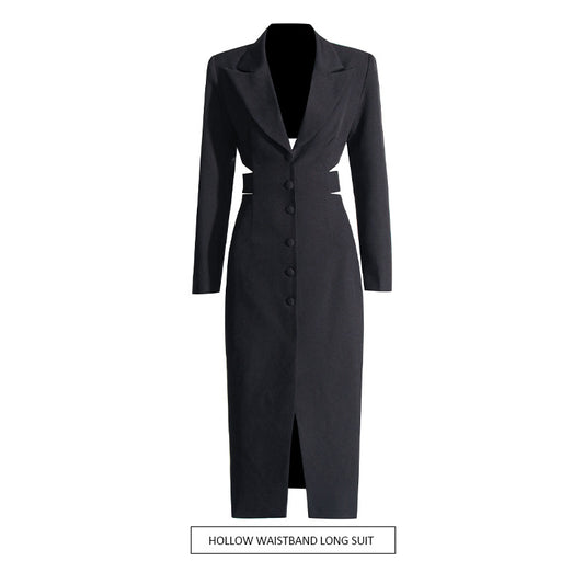 Blazer Elegante con Diseño Midriff para Mujer - Traje Ejecutivo Otoño