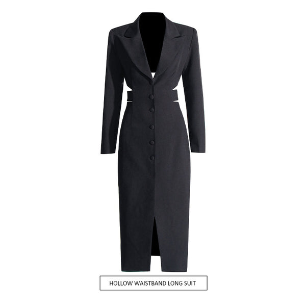 Blazer Elegante con Diseño Midriff para Mujer - Traje Ejecutivo Otoño