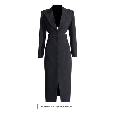 Blazer Elegante con Diseño Midriff para Mujer - Traje Ejecutivo Otoño
