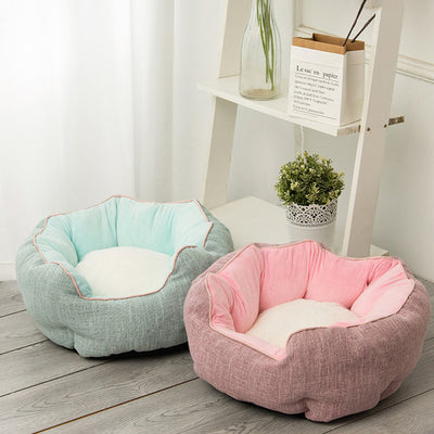 Cama Térmica Octagonal para Mascotas con Lana y Colchoneta Removible