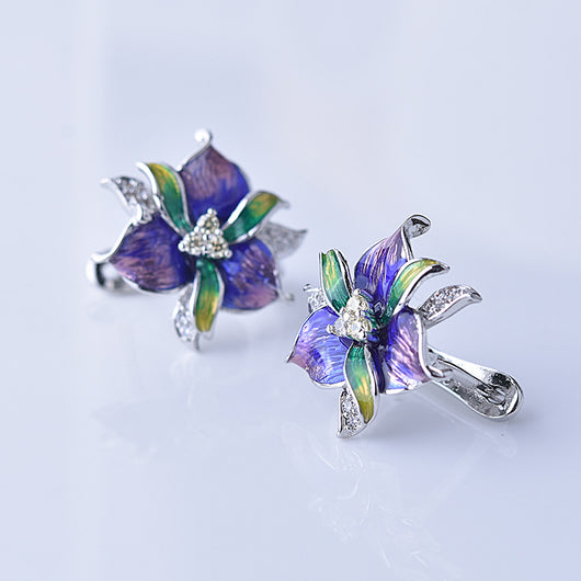 Conjunto de Aretes y Dije en Resina Epoxi Púrpura - Image 8