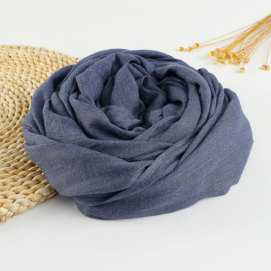 Pañuelo Artístico de Algodón y Lino en Colores Puros para Mujer - Image 23