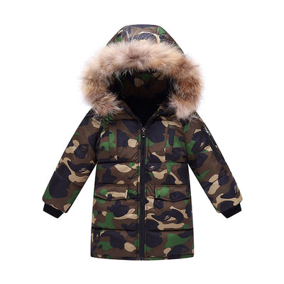 Chaqueta Acolchada Infantil con Cuello de Pelaje Desmontable - Camuflaje - Image 2