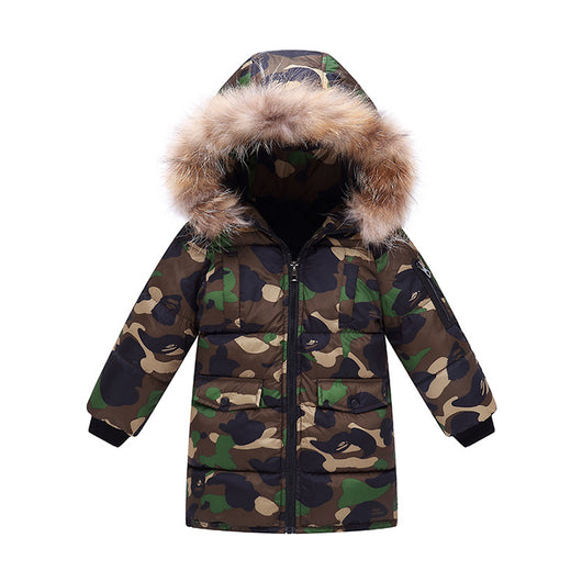 Chaqueta Acolchada Infantil con Cuello de Pelaje Desmontable - Camuflaje - Image 2