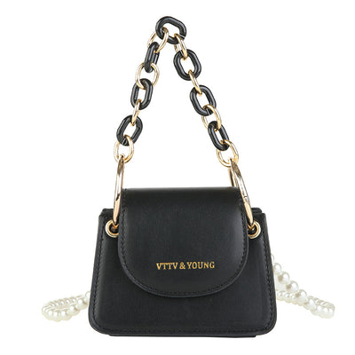 Bolso Bandolera Cuadrado con Cadena de Perlas a un Hombro - Image 9