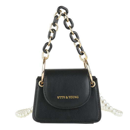 Bolso Bandolera Cuadrado con Cadena de Perlas a un Hombro - Image 9