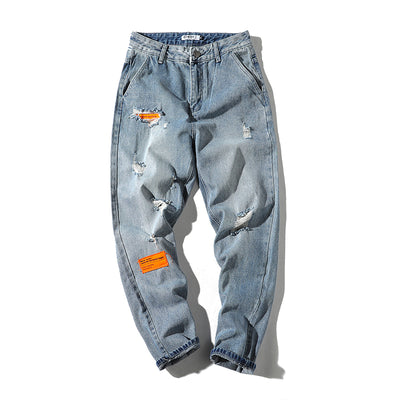 Jeans Azules Vintage con Roturas Desgastadas para Hombre - Image 11