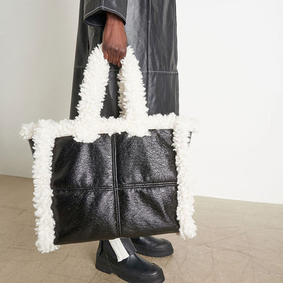 Bolso Tote de Lana Cuadrillé con Costuras Reforzadas - Image 8